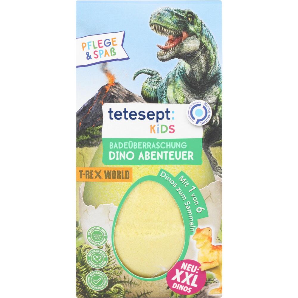 Verpackung mit Dino-Thema für eine kinderfreundliche Badeüberraschung.
